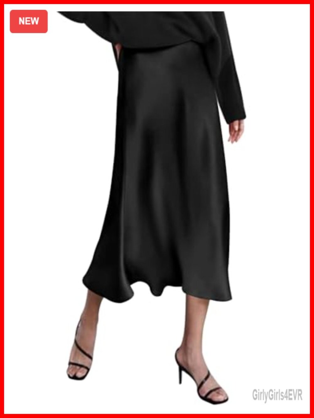 High Waisted Satin Midi Skirt Zipper Elegant Work Skirt